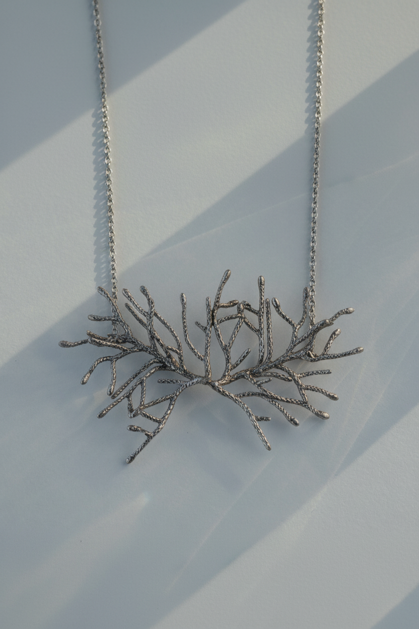 Collar vertical plata oscura