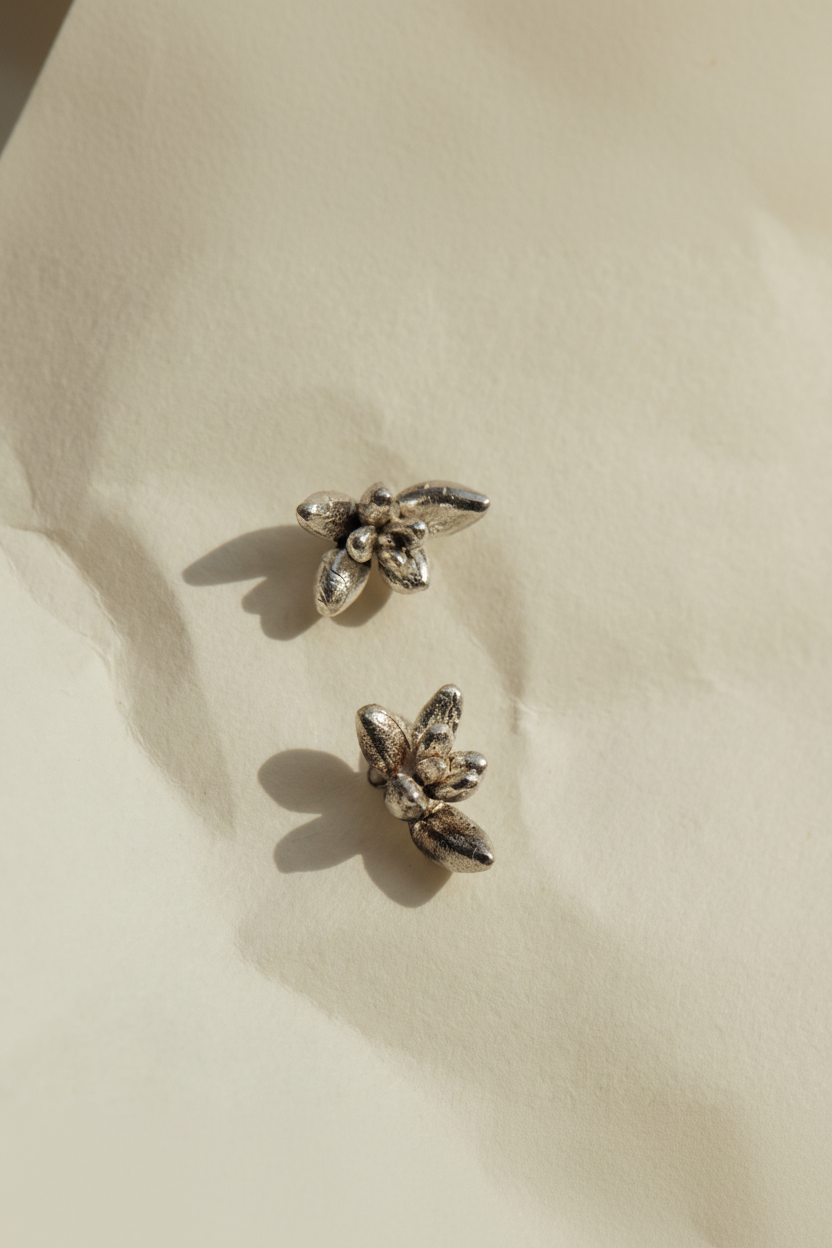 Pendientes Mini Sedum plata brillante - vertical