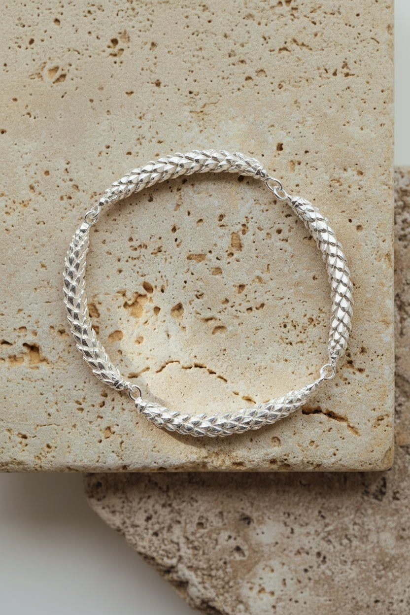 Pulsera plata brillante premium
